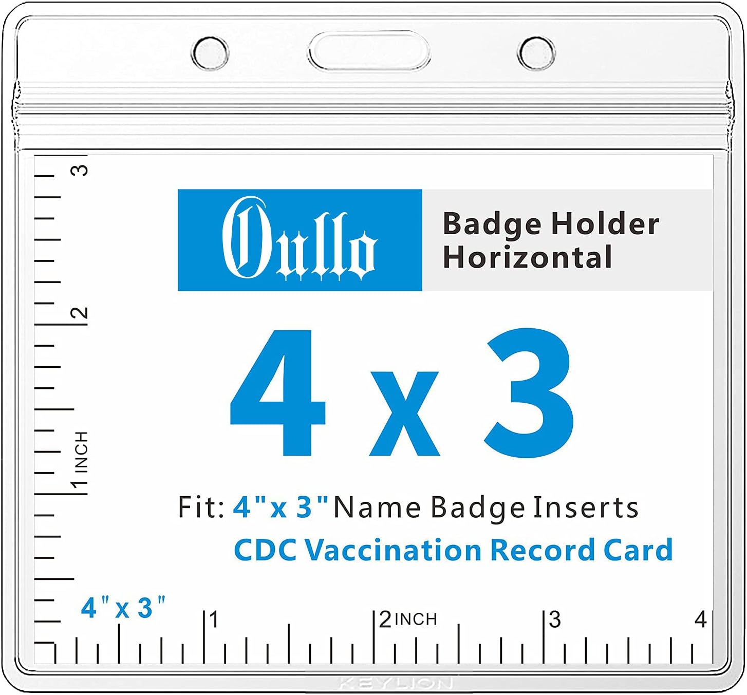 OulloCDC Vaccination Card Protector 4 X 3 in for Immunization Record Horizontal ID Card Holder , Name Tag Badge Clear Soft Vinyl Plastic Sleeve with Waterproof ,3 Lanyard Slots for Events Travel (5 Pack)