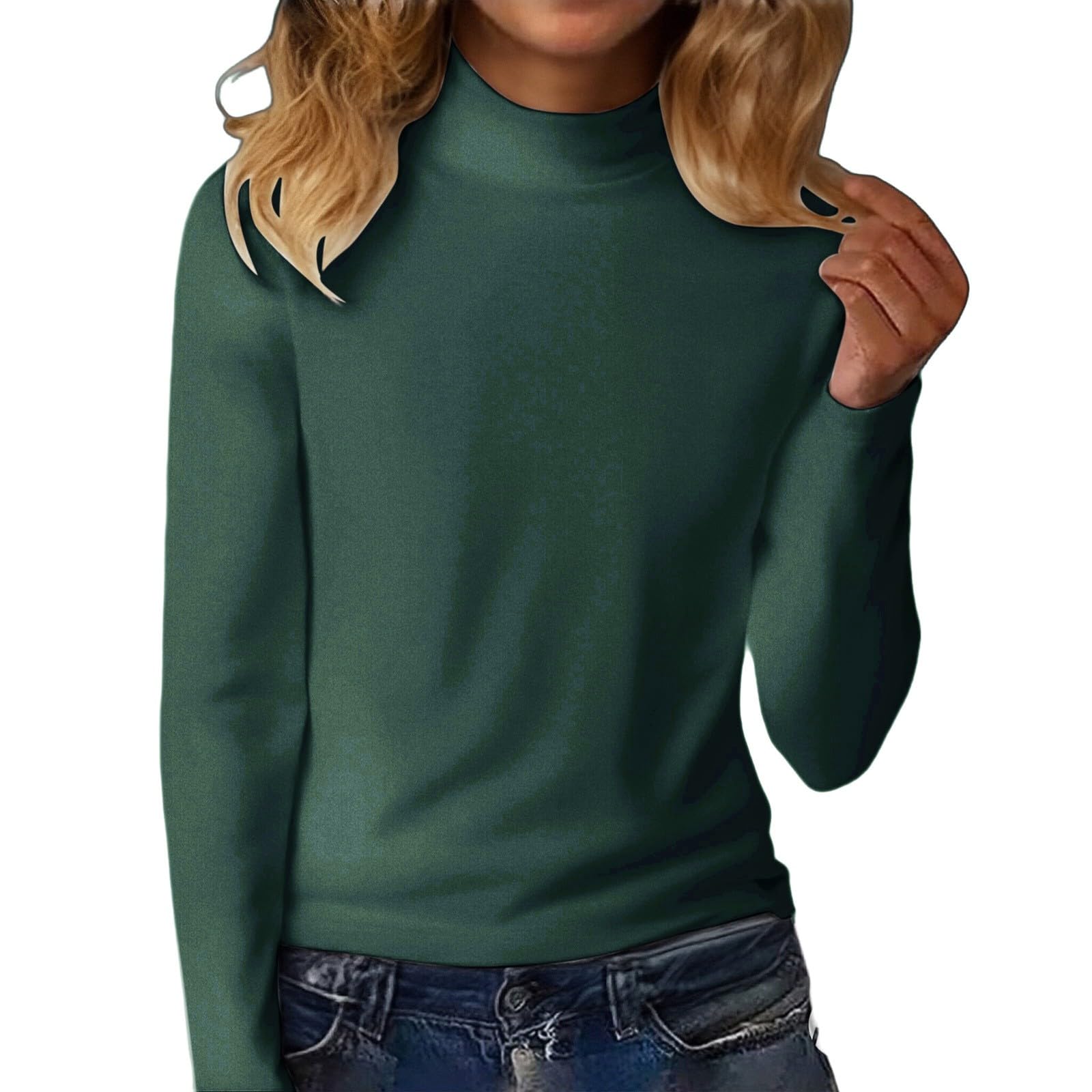Womens Turtleneck Tops Slim Basic Mock Turtle Long Sleeve Shirts 2025 Fall Winter Layering Outfits Basic Layer Solid