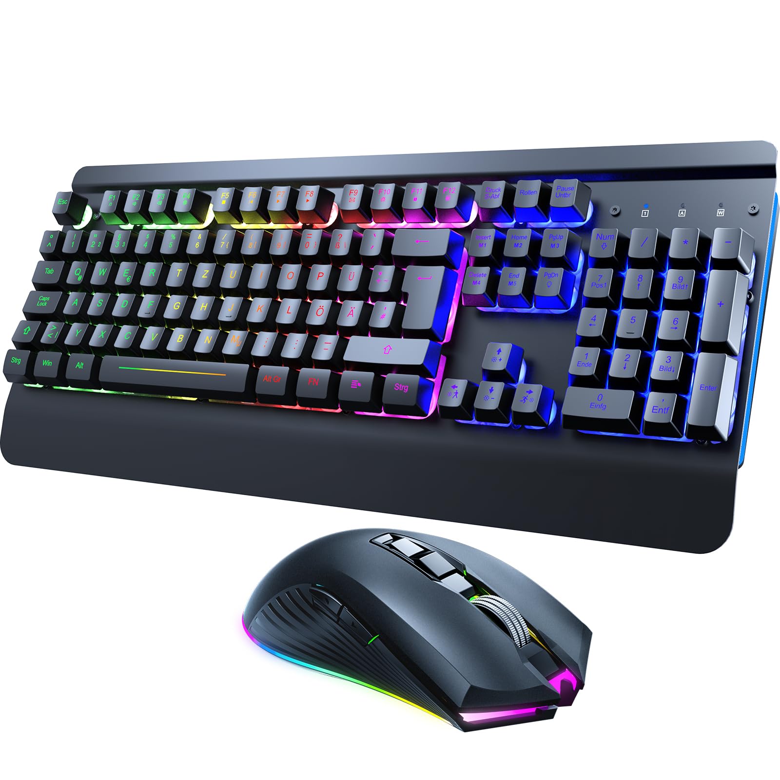 RisoPhy Gaming Tastatur Maus Set Kabellos