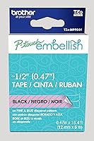 Vista 50 de Brother P-touch Embellish Cinta de impresión negra sobre encaje plateado con patrón TZEMPSL31 – ~1.3 cm de ancho x 4 m de largo para usar