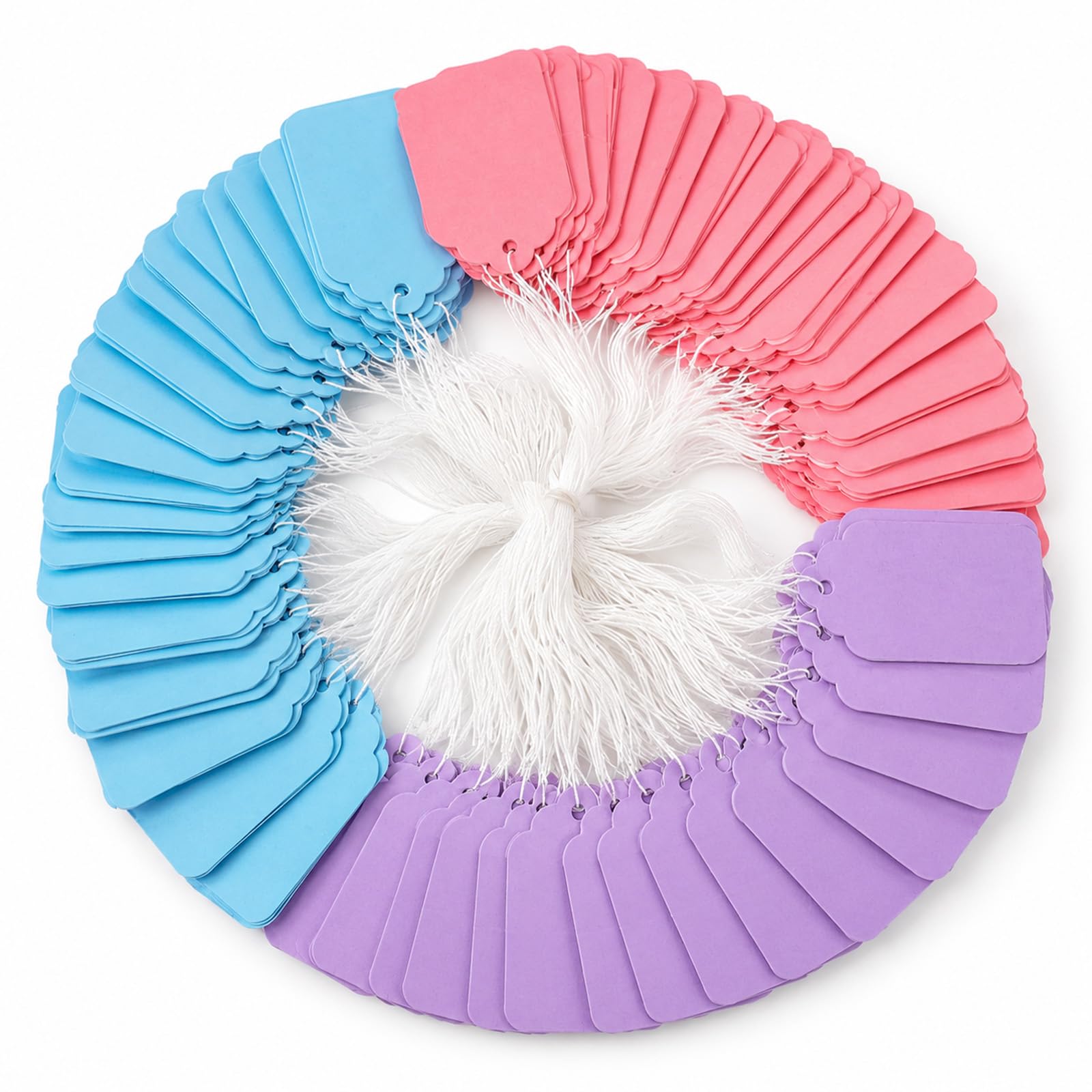 300Pcs Colorful Price Tags and Hang Tag String, Blank Hanging Labels Sale