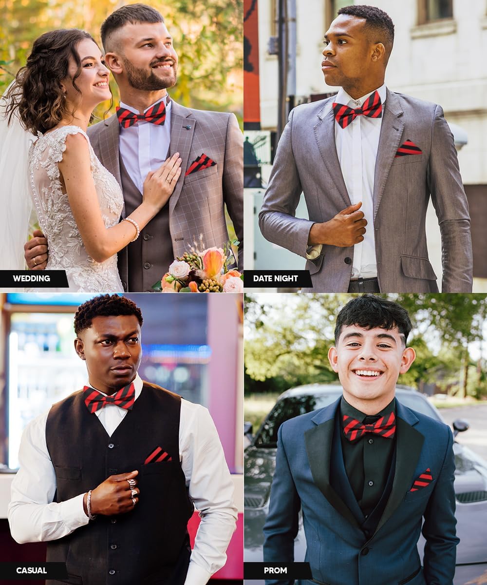 Striped Bow Tie & Pocket Square Set