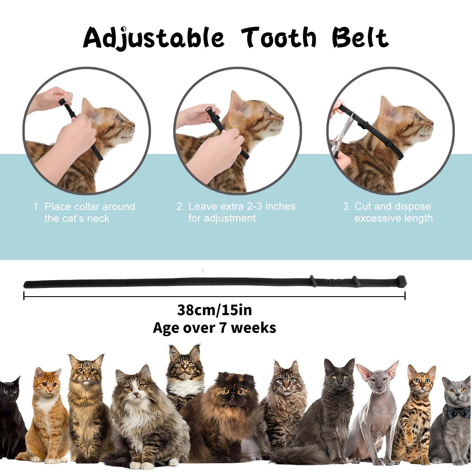 DOINEUFL 2 Pack Collar for Cats Cat Collar to Prevent Infections, 15in Safe Waterproof Adjustable Cat Collars with Bell - Image 4