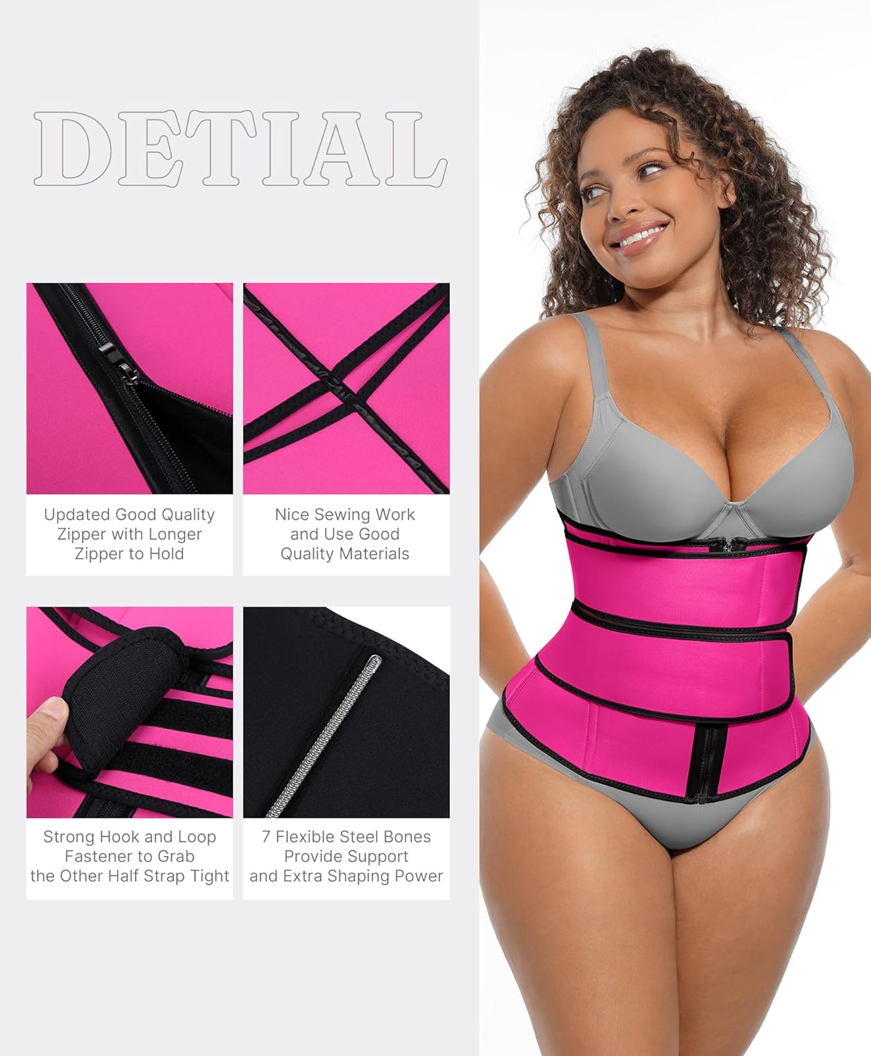 FeelinGirl Waist Trainer for Women Corset Waist Cincher Trimmer Sport Girdle with Steel Bones Body Shaper 4XL - Image 5