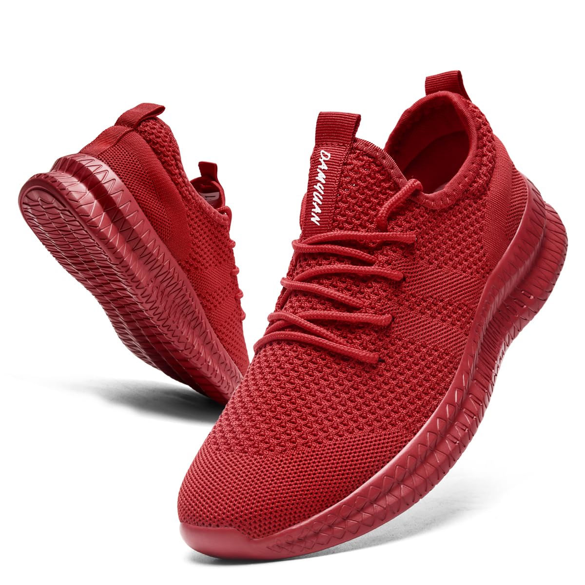 Men's Shoes Running Walking Sneakers Casual Tennis Slip on Shoes Lightweight Breathable Fashion Comfortable Workout Athletic for Shoes Gym Sport Red Size US 12
