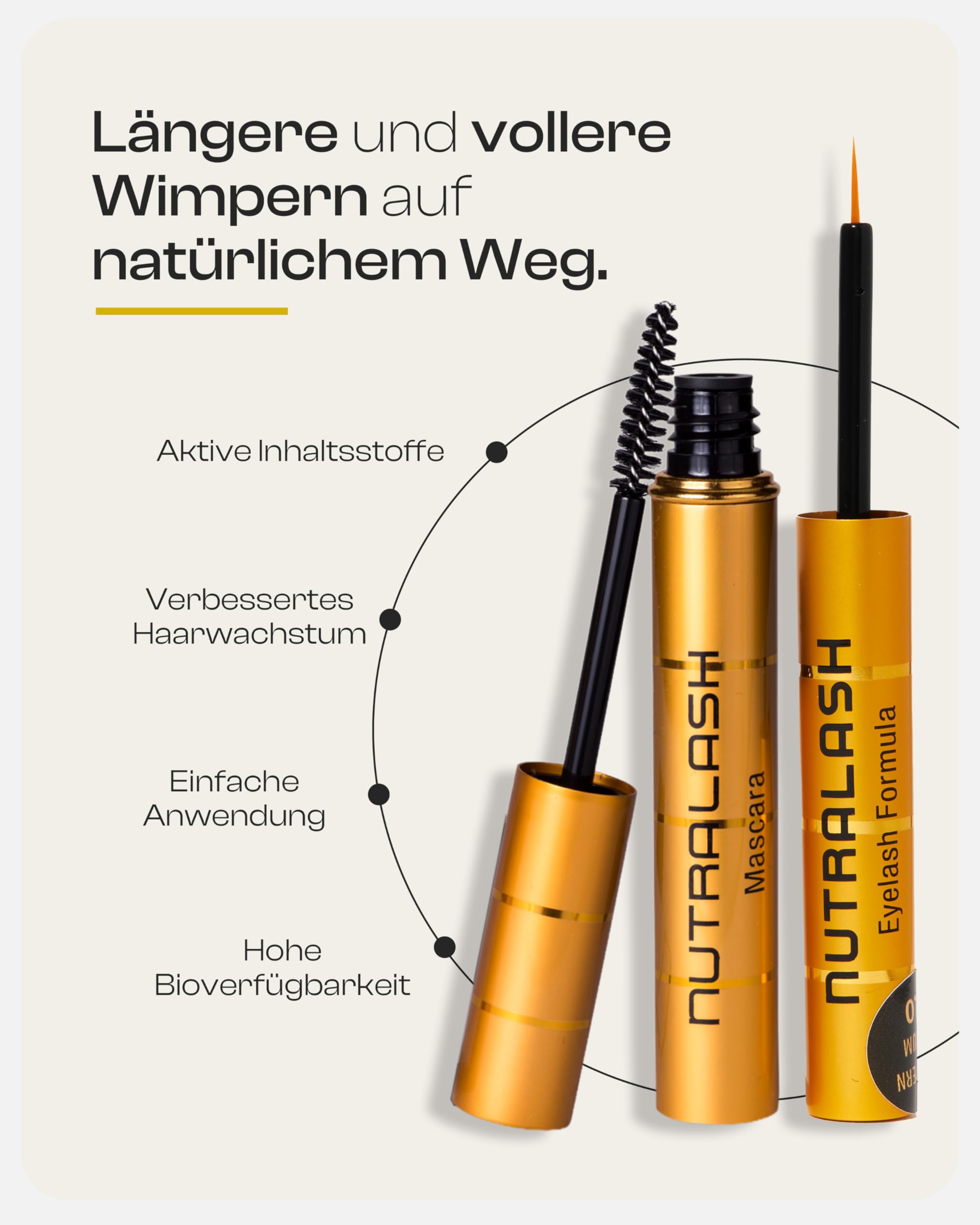 Nutralash – Vorteils-Set Mascara & Eyelash Formula 2.0 I Wimperntusche für maximales Volumen I Serum für Wimpernwachstum I Pflegende Wimperntusche mit Hyaluronsäure I 5ml & 1ml