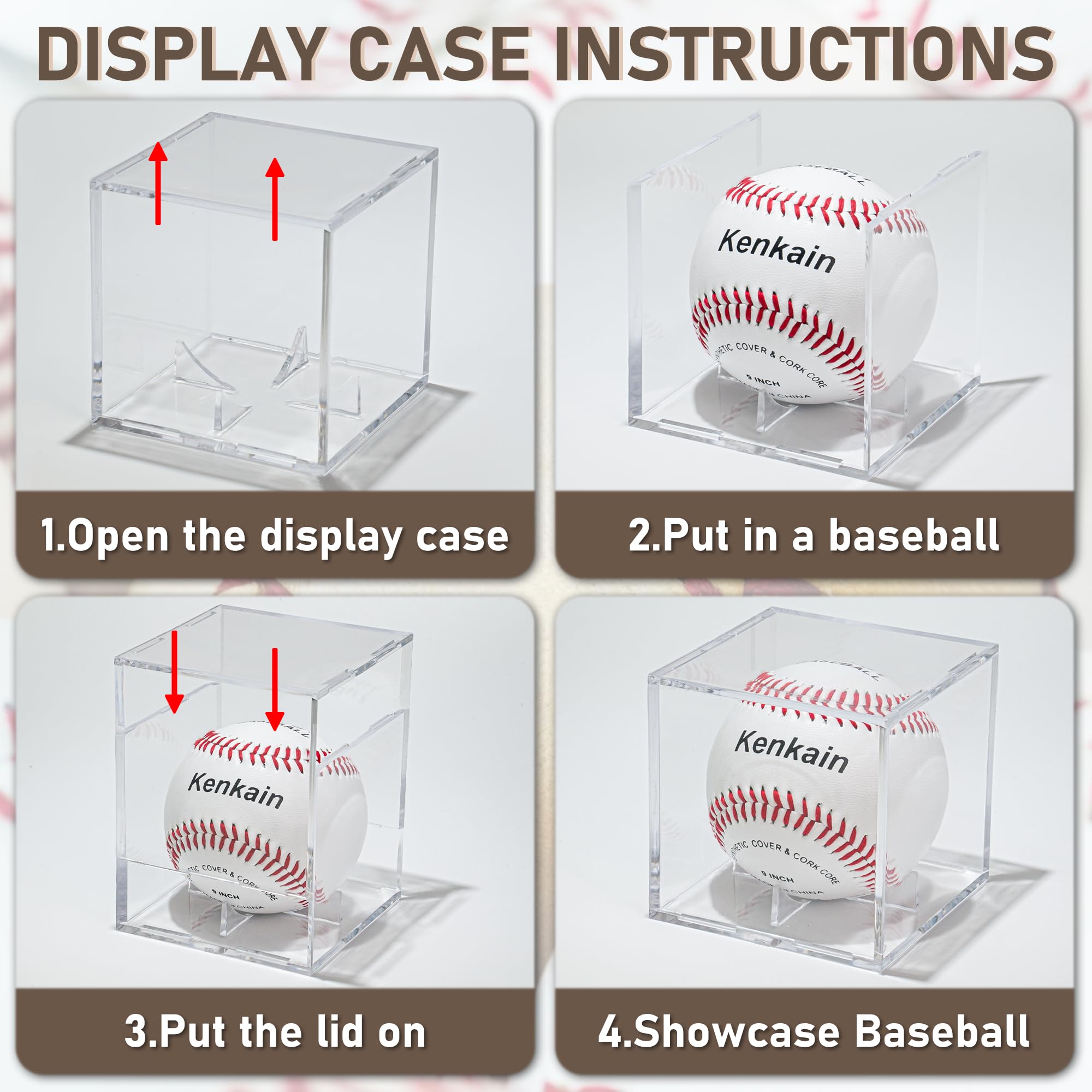 Acrylic Baseball Display Cube 6-Pack Baseball Display Cases - UV ...