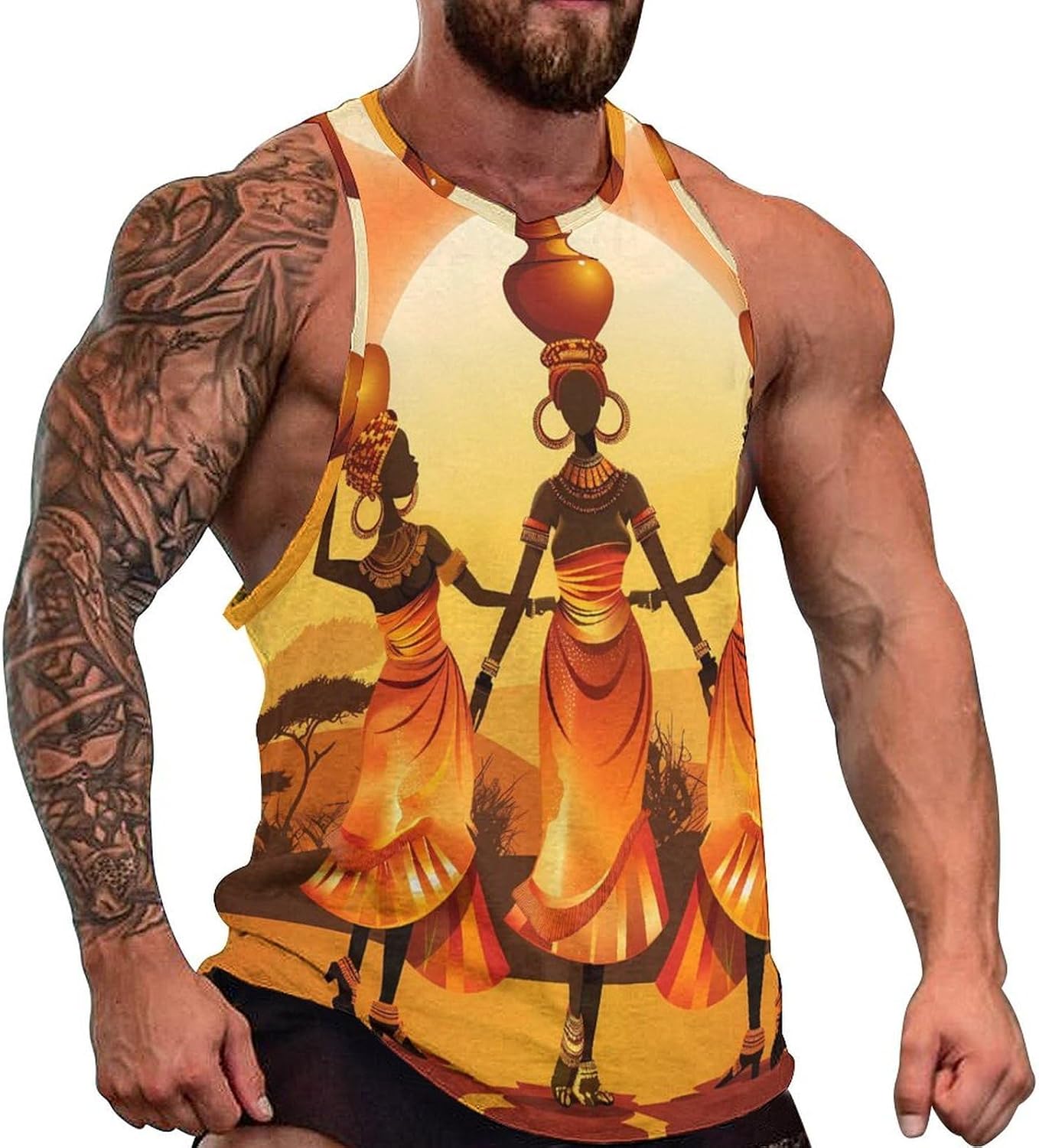 African Women Mens Breathable Printed Tank Top 5XL