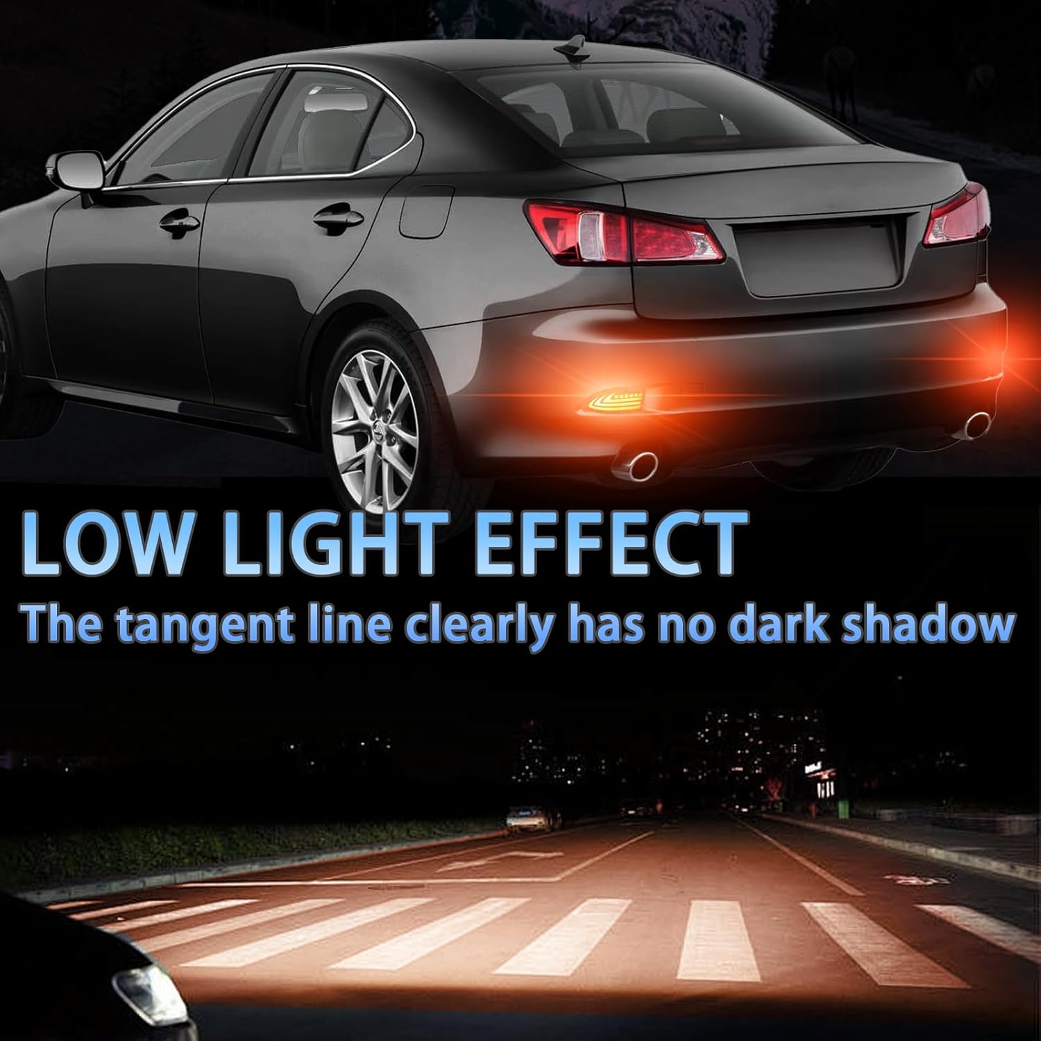 Upgrade LED Rear Bumper Reflectors Light Fog Brake Tail Lamps Compatible with Lexus Gen2 2006-2012 IS IS250 IS300 IS350 IS200t is-F Replace OEM Stock Reflector Turn Signal Light (Red)