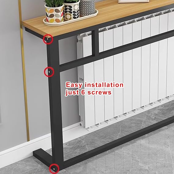 Multi Functional Radiator Shelf with Top Storage, Over Radiator Shelf, Sofa Tables, Thickened Steel Frame, for Foyer, Hallway(Black,100x20x90cm)