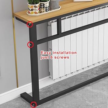 Multi Functional Radiator Shelf with Top Storage, Over Radiator Shelf, Sofa Tables, Thickened Steel Frame, for Foyer, Hallway(Black,100x20x90cm)