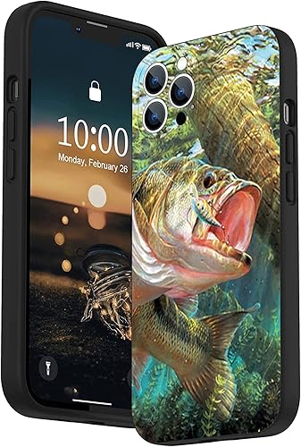 Funda compatible con iPhone 14 Pro Max, funda para teléfono Bass Fish Jumping a prueba de golpes