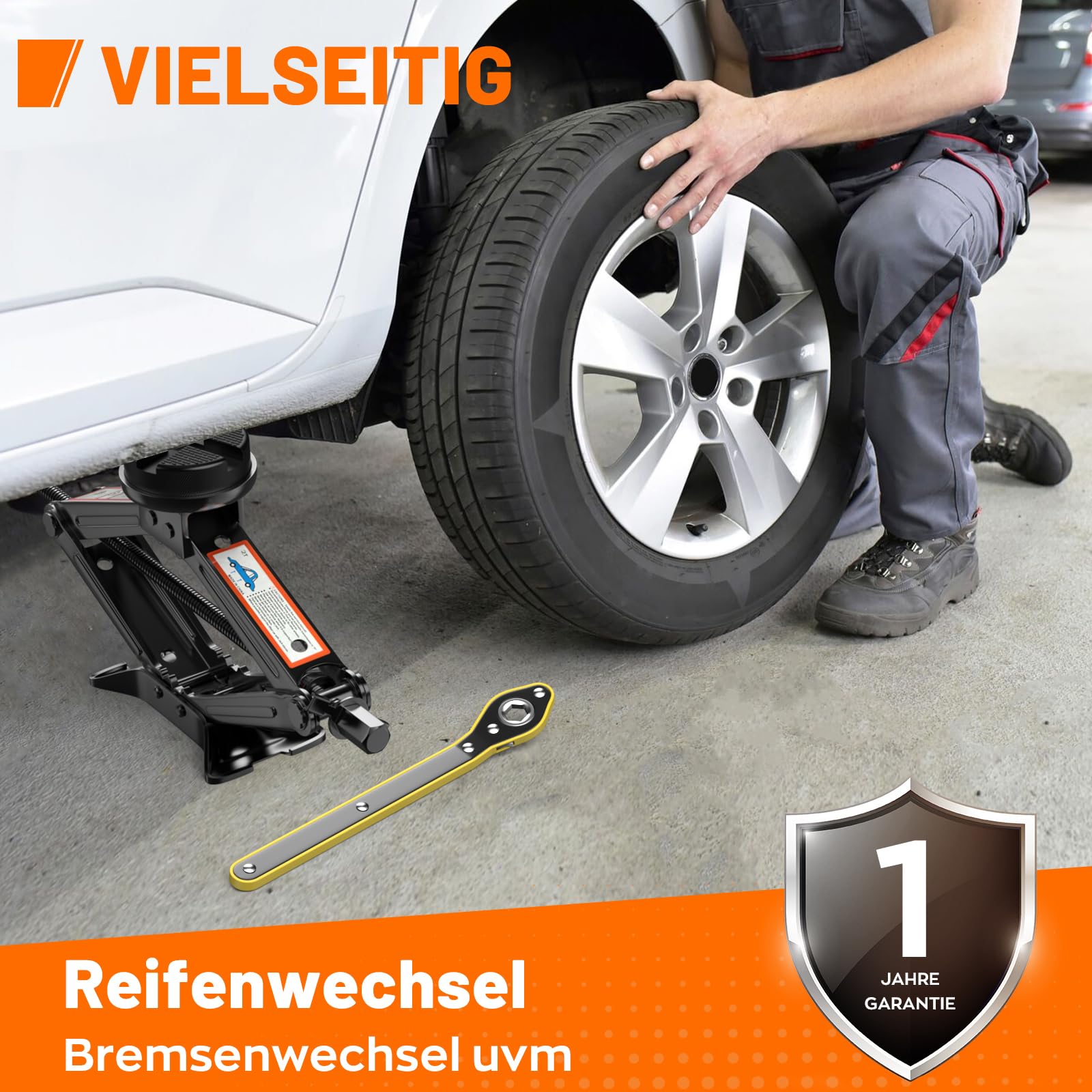 Universelle Wagenheber 2T, 2026 Neues Upgrade Scherenwagenheber mit 2Pcs Wagenheber Gummiauflage Schützt PKW, Tragbarer Car Jack mit Ratschegriff, Auto-Notfallset für SUV MPV Wartung und Reparatu