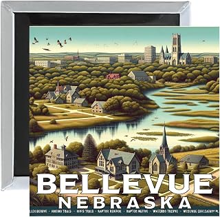 Bellevue Nebraska Mementos Souvenir 2.5 x 2.5-Inch Fridge Magnet 2-Pack