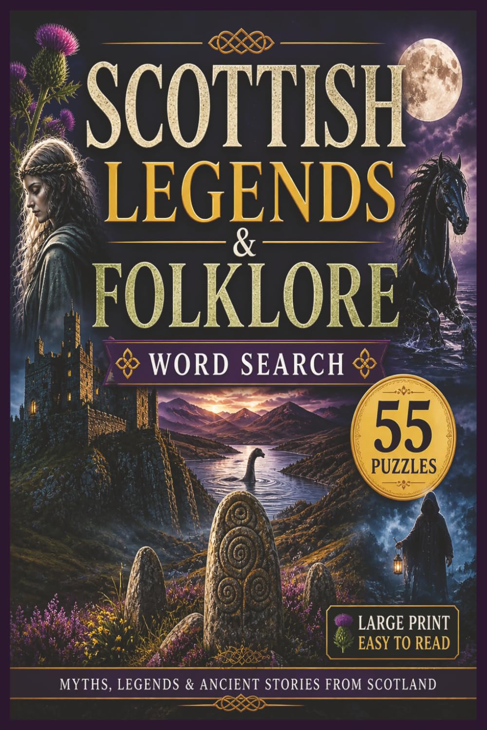 Scottish Legends & Folklore Word Search: 55 Large Print Puzzles of Myths, Mysteries, and Ancient Traditions | 6x9 inches (Scottish Heritage Word Search Series)