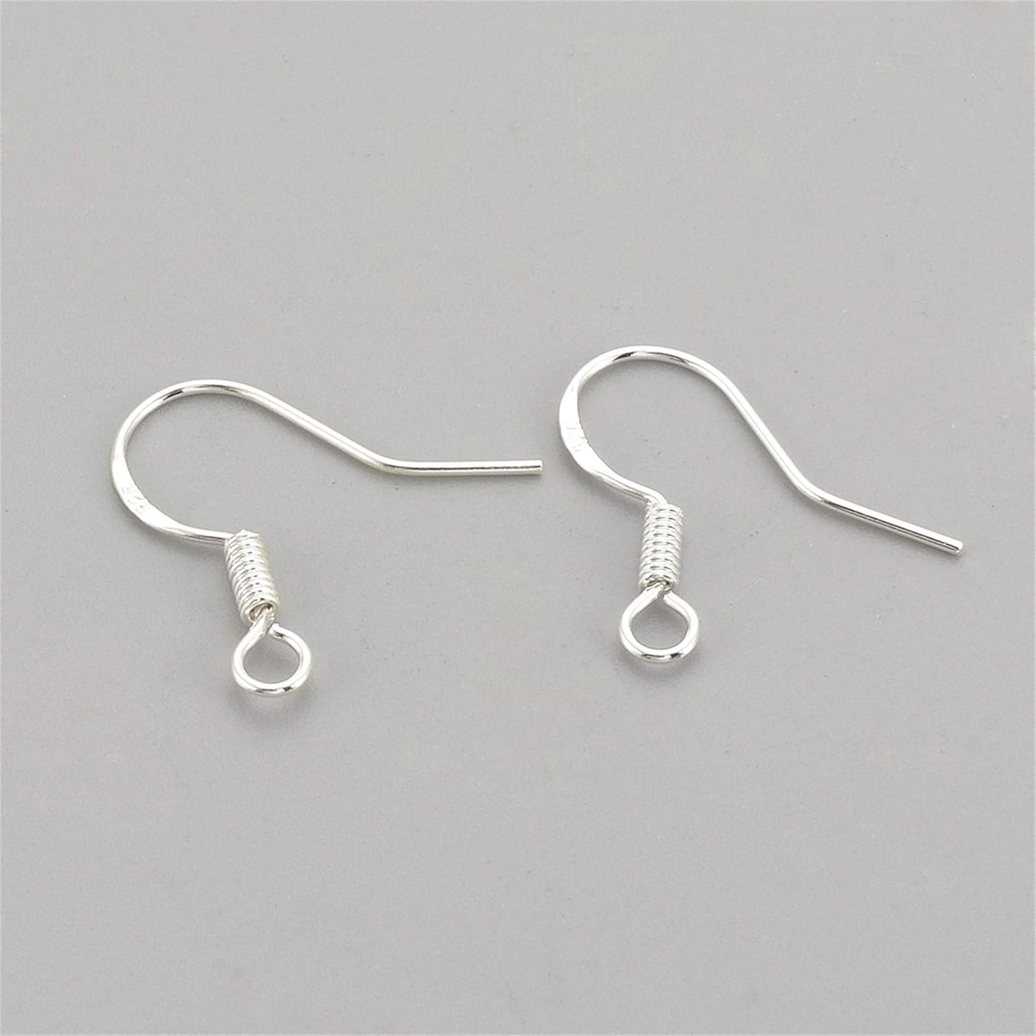 Craftdady 50pcs 925 Sterling Silver French Earring Hooks Fish Hooks Ear Wires 17x14mm with Coil for Earring Jewelry Making