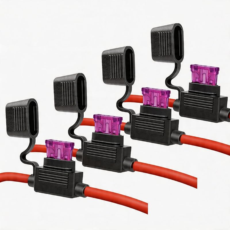 Porta-fusível em linha MUYI 10 AWG para fusível ATC/ATO 40 A – Kit com 4 unidades
