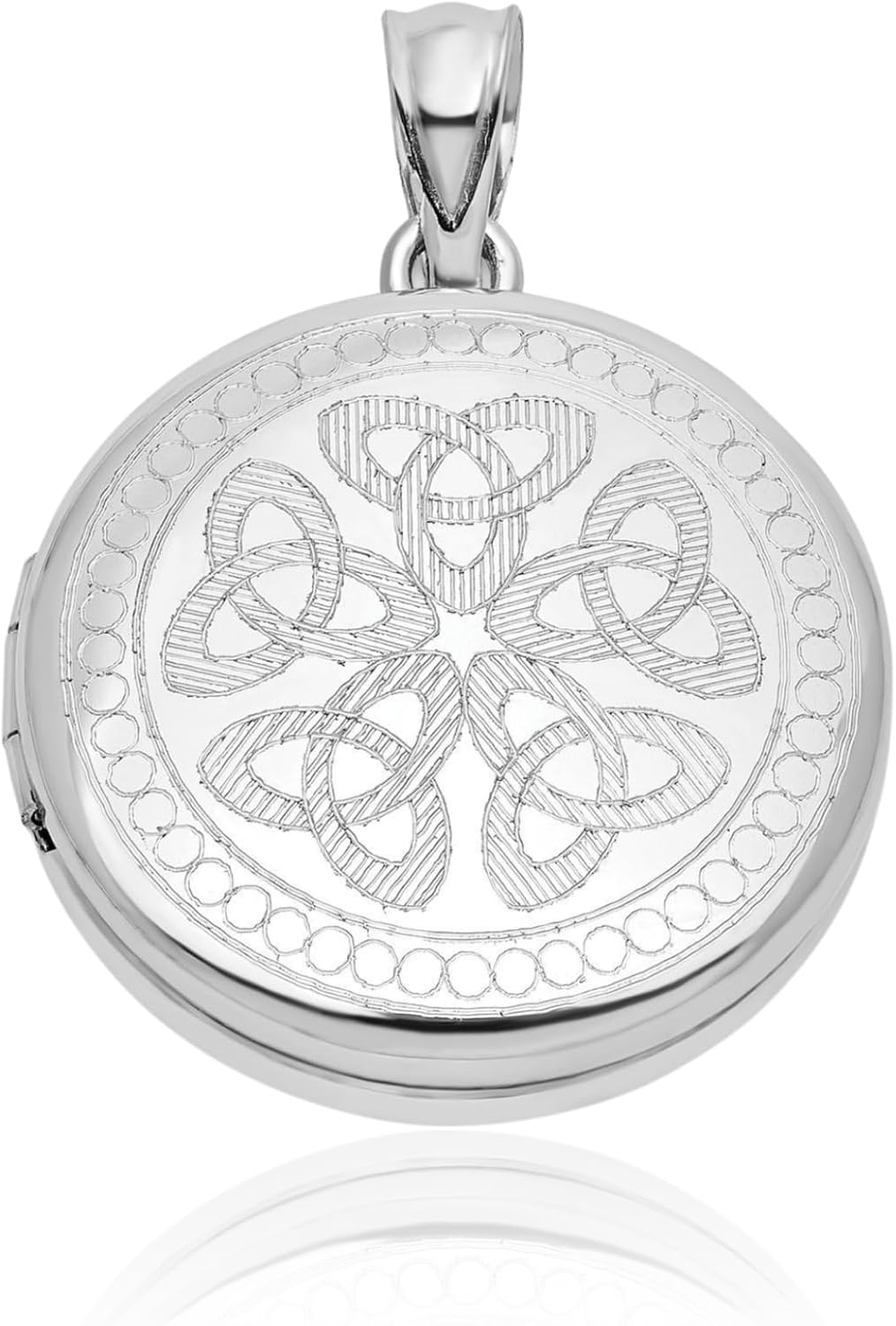 IceCarats 925 Sterling Silver Large Celtic Claddagh Knot Heart Photo Locket Pendant Necklace 28.8mm 1.1 inch Polished, Textured For Her