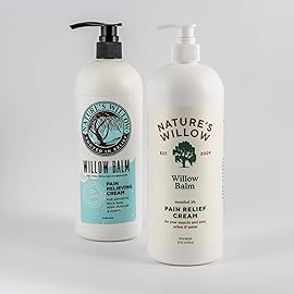 Nature\'s Willow Willow Balm Natural Pain Relief Cream for Muscles & Joints | Fast-Acting with Willow Bark & Menthol | Free from Artificial Fragrances & Dyes | 1-Pack | 32 fl oz