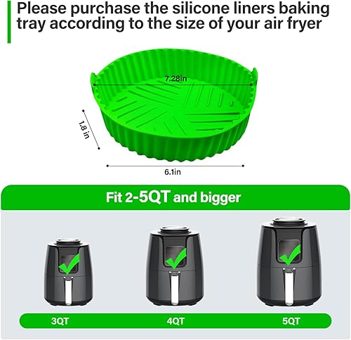 Miniatura 2 de Olla de silicona para freidora de aire de 3 a 5 cuartos de galón, tazón de cesta de silicona para freidora de aire, reemplazo de papel pergamino