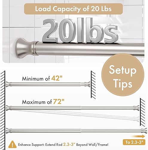 Miniatura 4 de Amazer - Barra para cortina de ducha, resistente al óxido, tensión de resorte ajustable, para baño