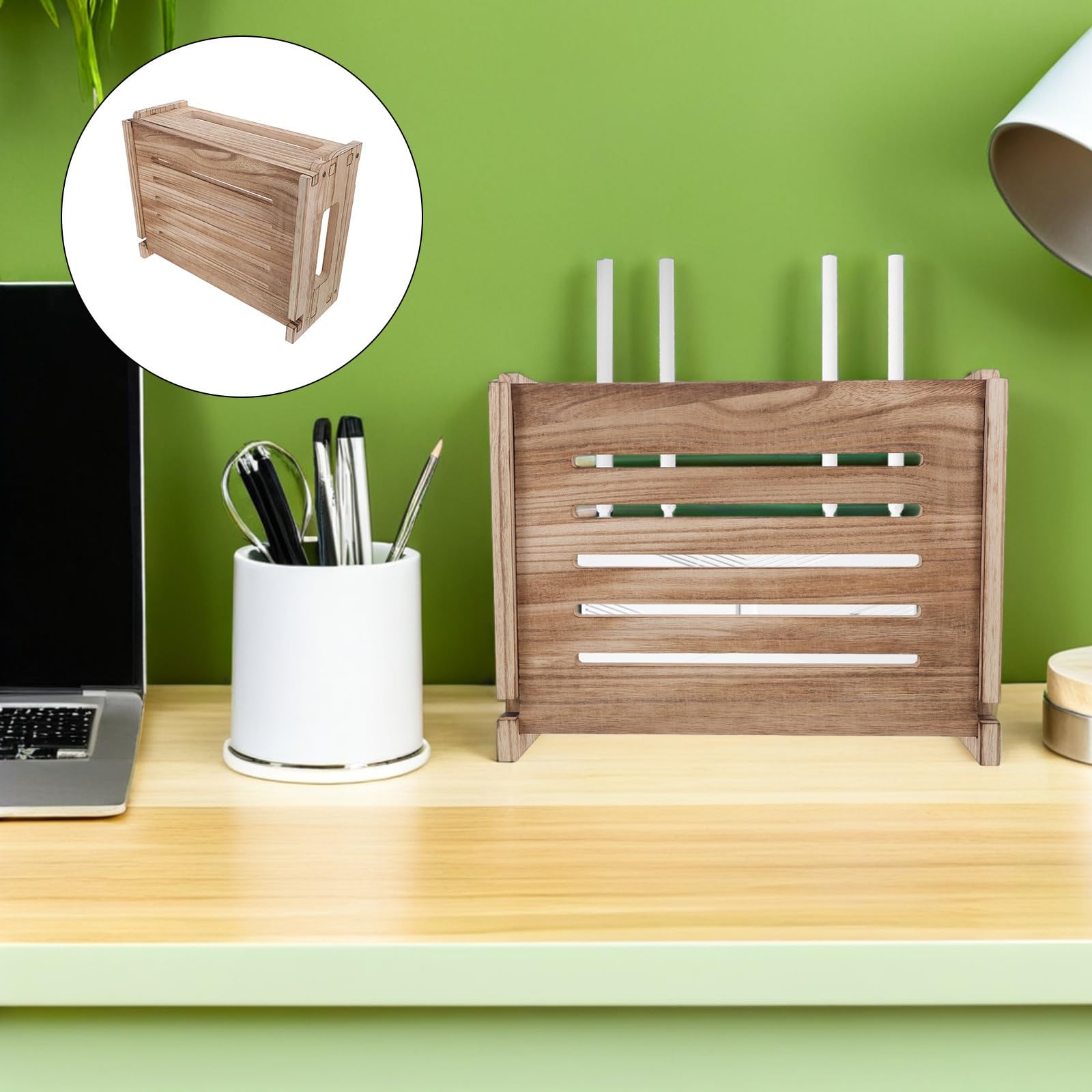SOLUSTRE WLAN Router Aufbewahrungsbox zur Wandmontage mit Kabelorganisator für Modem und Router Platzsparende Lagerung im Wohnzimmer oder Büro Stilvolles Design