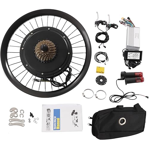 20/26/27.5/29 Inch Ebike Conversion Kit 48/72V 0.75/1/2KW Rear Wheel E Bike Motor Conversion Hub Electric Bicycle Wheel, 9 Speed Rear Wheel Motor Kit with Controller, LCD Display, PAS (No Batteries)