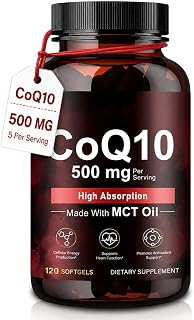 Coenzym Q10 Kapseln Hochdosiert - 500 mg- mit MCT Öl – 120 Kapseln CoQ10 | CoQ10 Ubiquinol, Für Erwachsene - Gentechnikfrei, glutenfrei, laborgeprüft