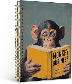 Monkey Reading Notebook Journal,Funny Monkey Gifts Journal for Women | Book Lovers Reader Gifts, Animal Lovers Gift, Funny Bookish Wild Animal Hardcover Spiral Notebook 5.5x8.3 Inch