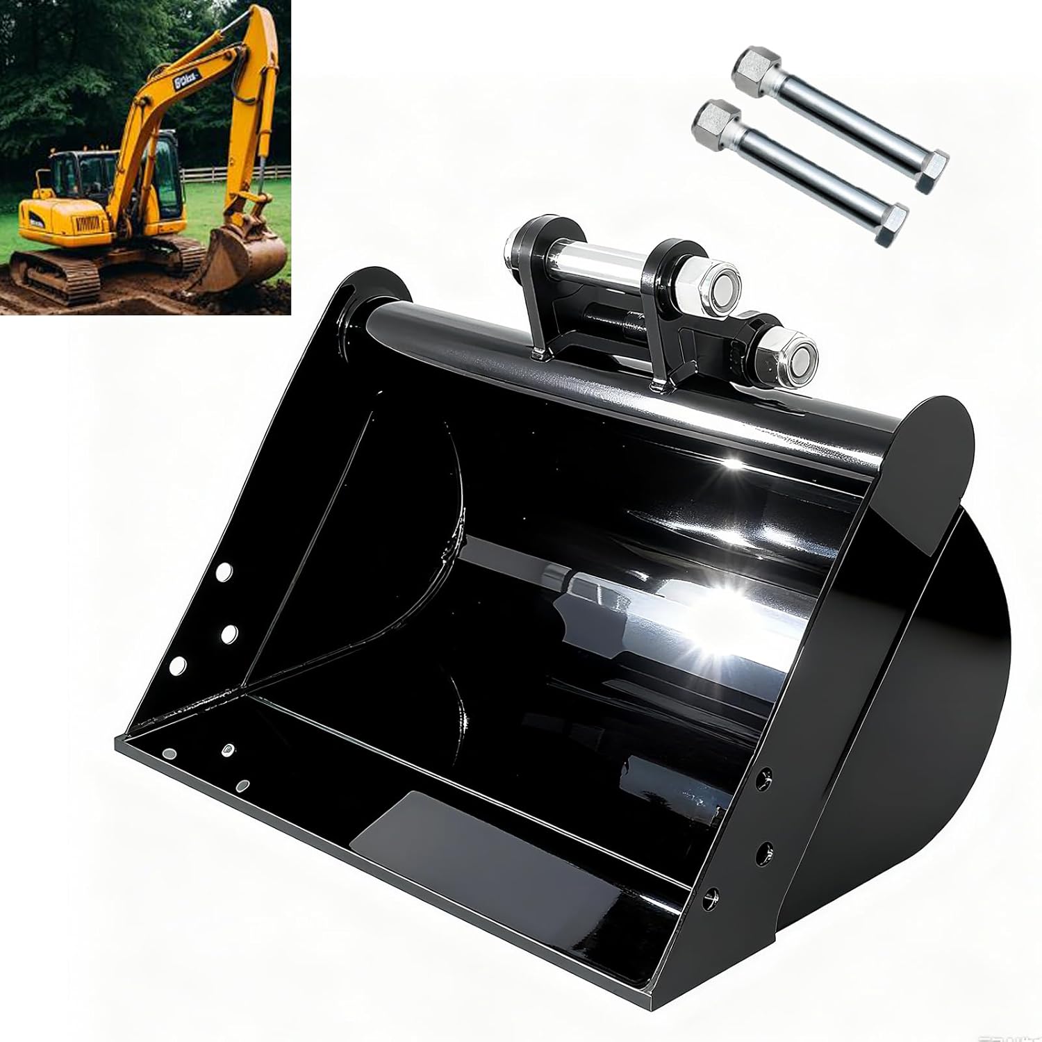 19.7in/500mm No Teeth Flat Backhoe Buckets - Mini Excavator Attachments Span Length 3.54in, Sturdy Steel - Durable Tractor Bucket for Digging Loading Cleaning Sand&Soil, Easy to Install