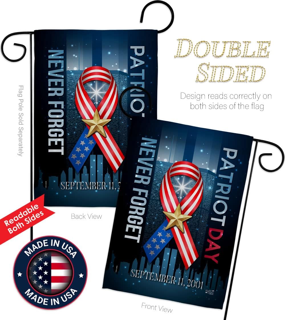 911 Never Forget Garden Flag - Set Wall Hanger Armed Forces Service All Branches Support Honor United State American Military Veteran - House Banner Small Yard Gift Double-Sided 13 X 18.5