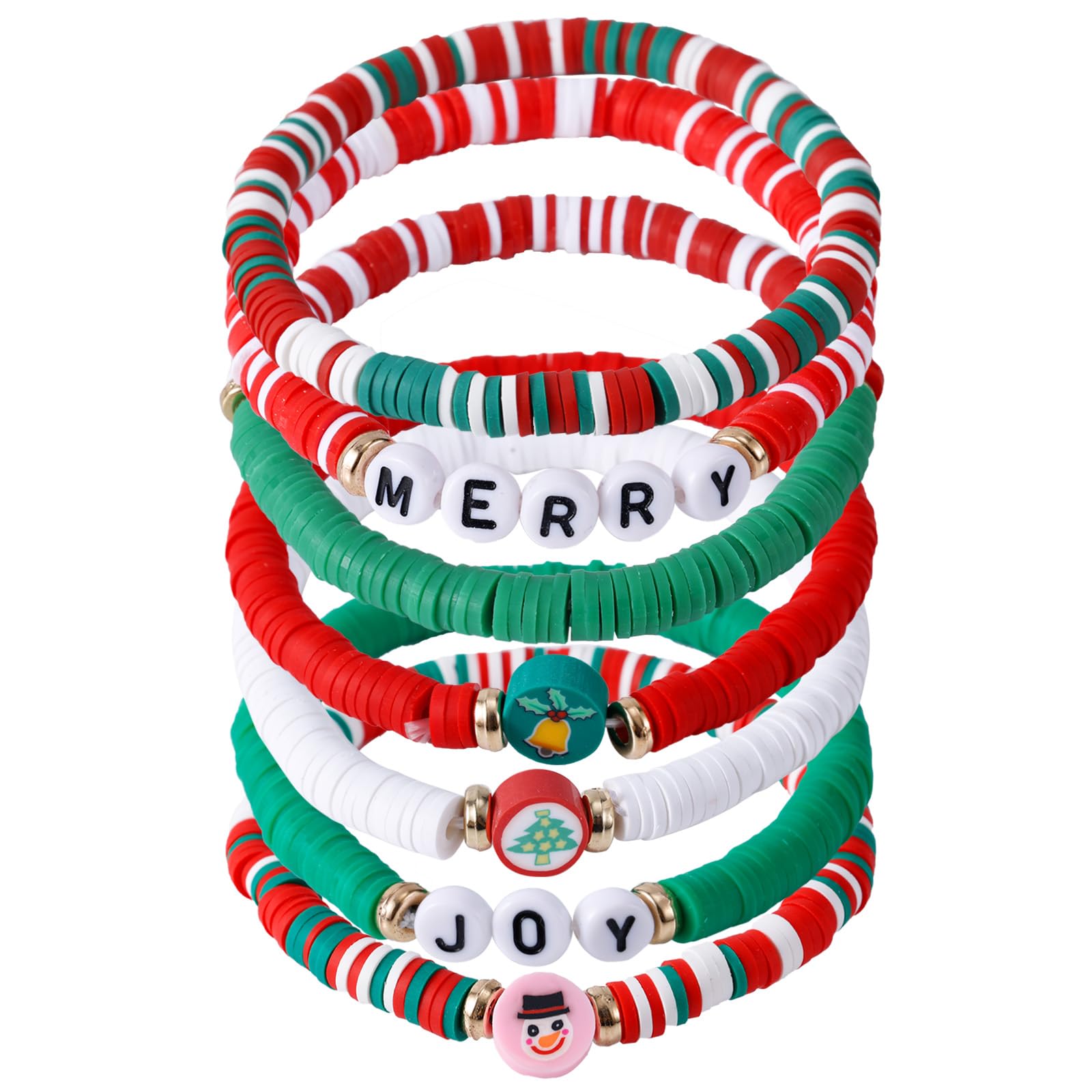 Mikovivi 7pcs Xmas Stackable Bracelets