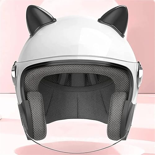 Miniatura 4 de Cool Cat Ear - Casco eléctrico para motocicleta Vespa con visera retro 34 de cara abierta, casco de moto de suciedad para scooter, ciclomotor, casco
