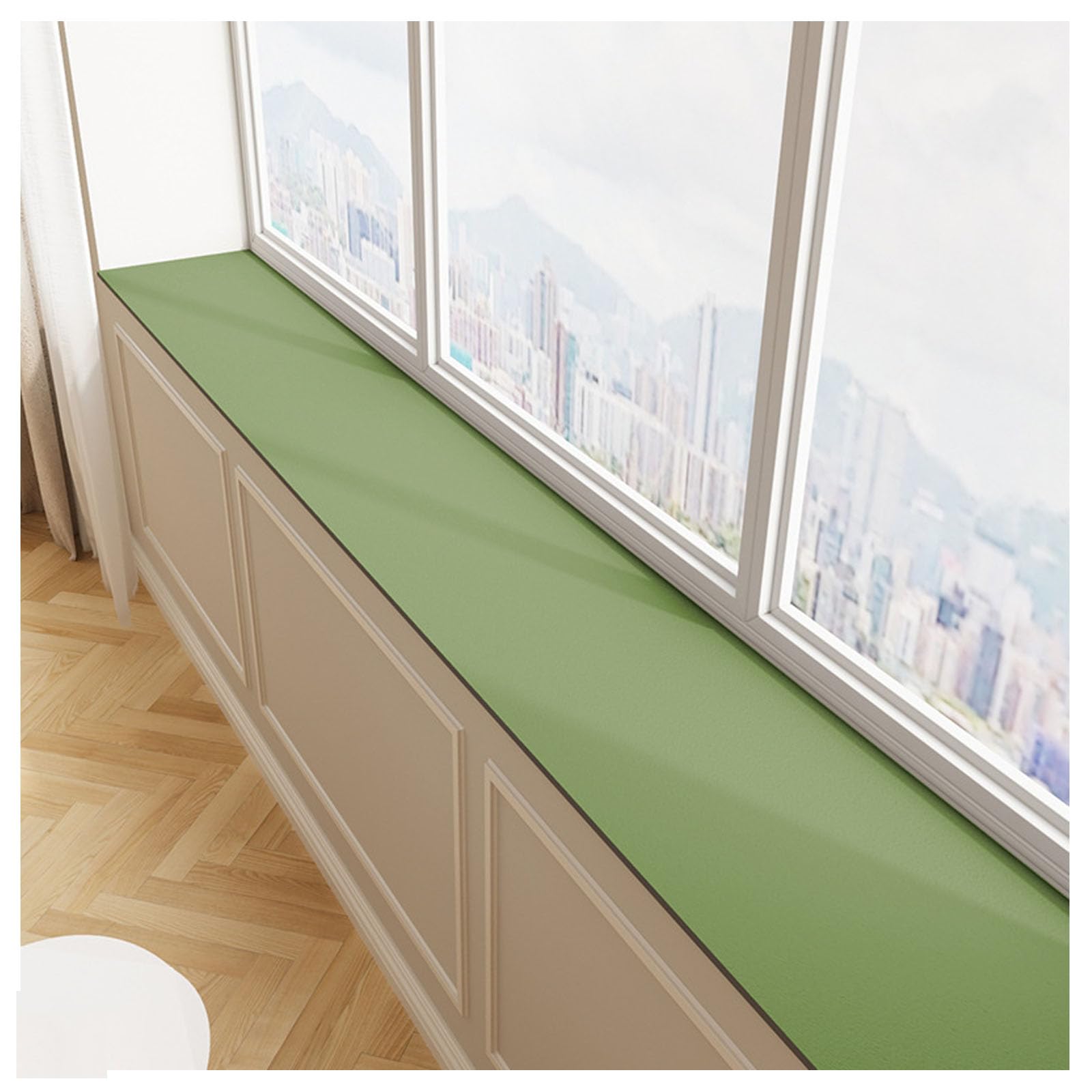 BNZCZY Solid Color Bay Window Mat,Narrow Windowsill Pad,Four Seasons,Bedroom Balcony Protection Mat,bay Window Décor Pads,Easy Care,Cuttable(Size:8 * 39in,Color:Apple Green)