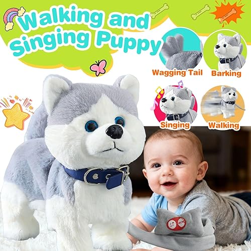 Miniatura 2 de Husky - Juguete de ladrido que camina, cachorro bailarín y canto musical, control de volumen interactivo, moviendo la cola agitando la cabeza, perro