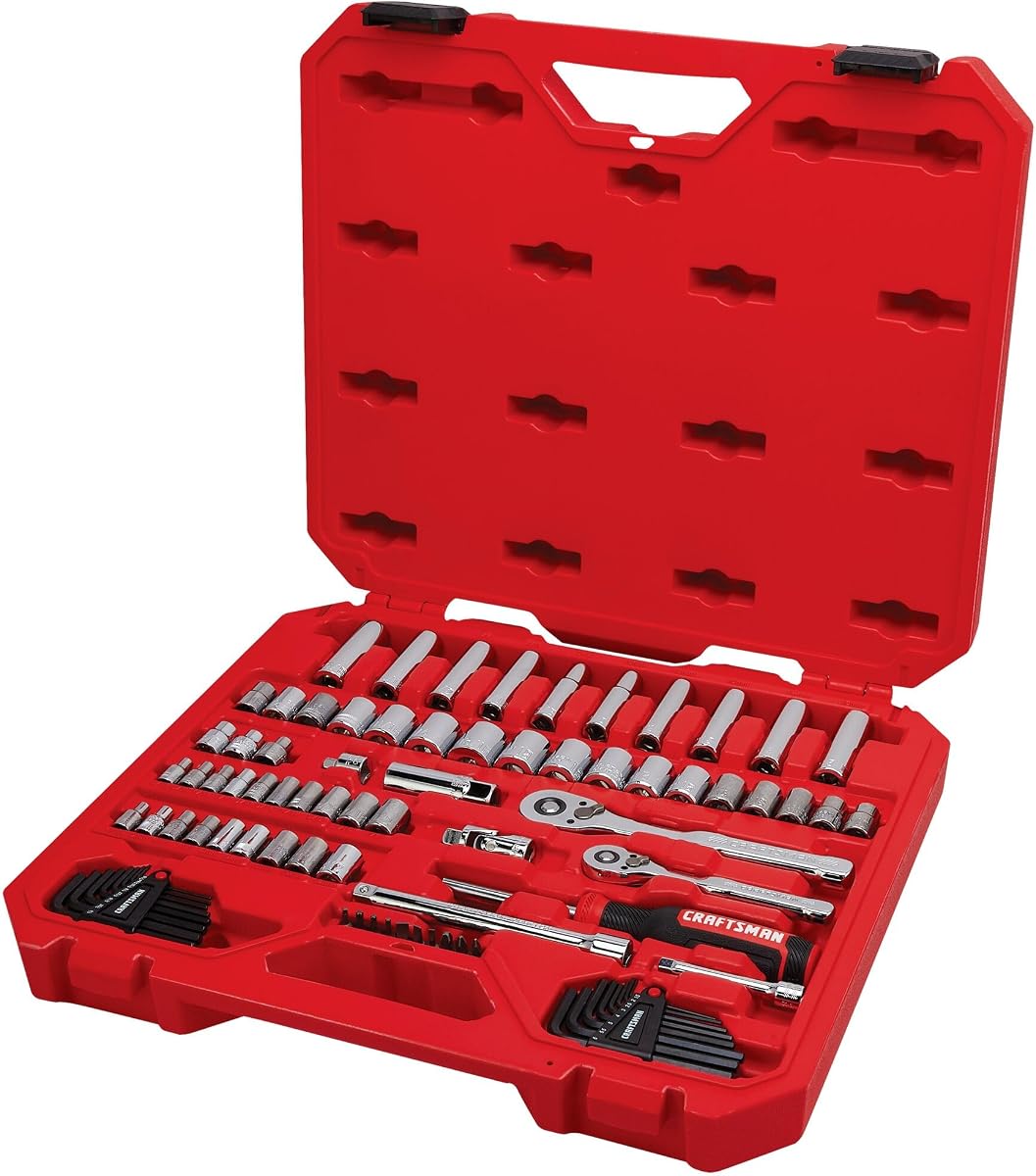CRAFTSMAN Juego de herramientas mecánicas, 83 piezas de herramientas manuales y juego de llaves de vaso SAE/métrico (CMMT12121)