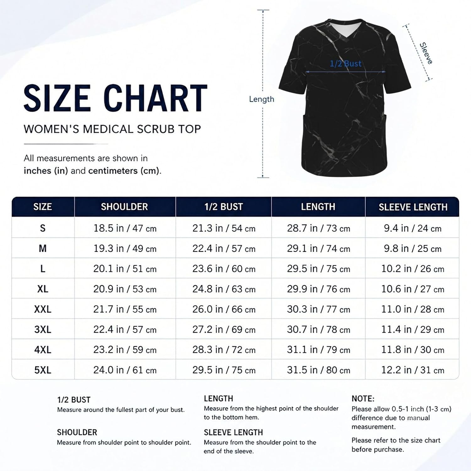 Professional Scrub Tops for Men, Classic V-Neck Workwear with 3 Pockets