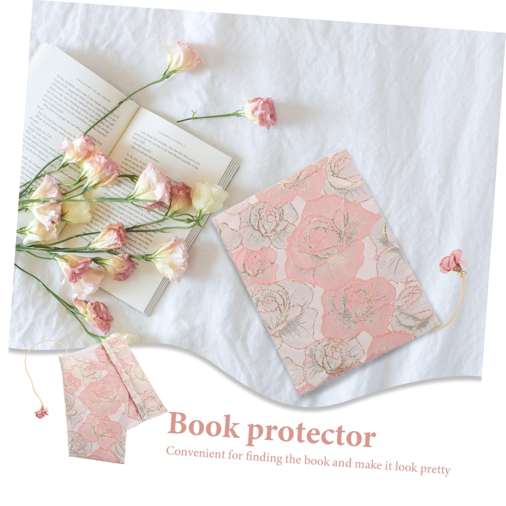 OSALADI 3 Pezzi Copertina del libro in tessuto tela per rilegatura di libri decorazione arredamento protezione coperture organizzatore studentesco copertine di libri riutilizzabili rosa