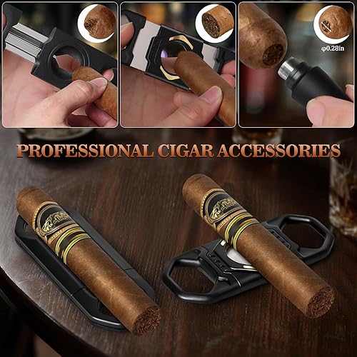 Miniatura 6 de Estuche Humidor de Puros de Viaje, Bolsa Portátil para Puros con 4 Tubos para Puros, Estuche de Cuero para Puros Incluye Cortador Recto, Cortador en