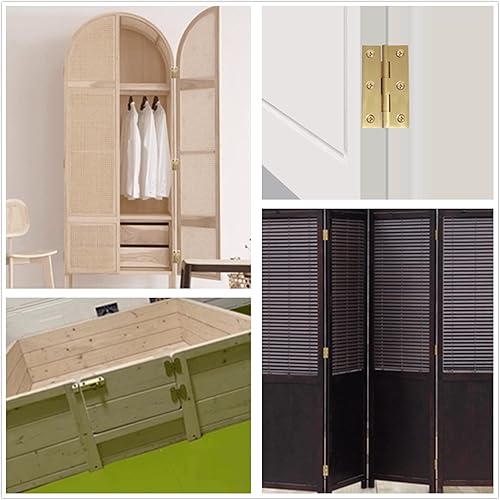 Miniatura 7 de dophee 4 mini bisagras de latón puro, bisagras plegables a tope para cajón, armario, puerta, joyero, muebles de madera, 2.5 pulgadas