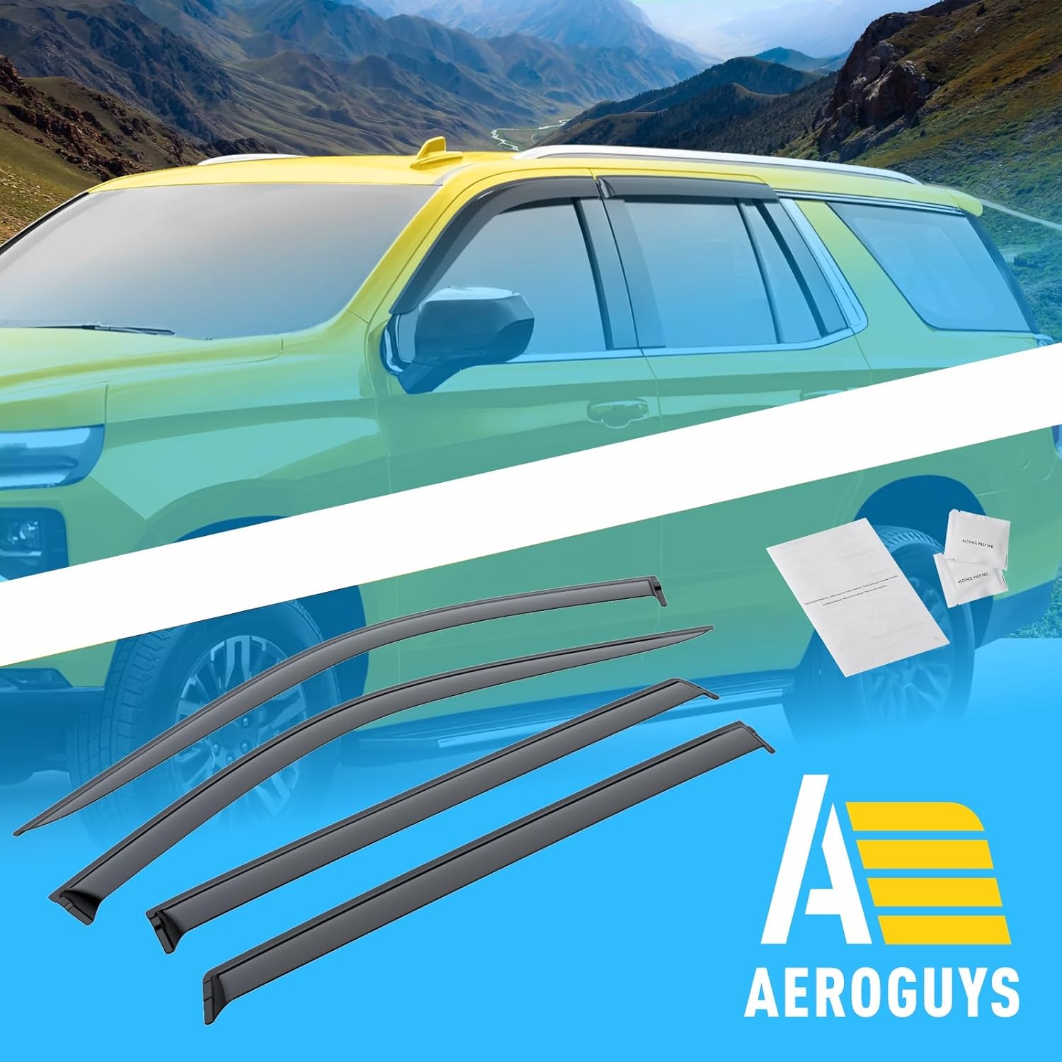 Extra Durable Window Deflectors Tape-On Window Visors Rain Guards Fit for Chevrolet (Chevy) Tahoe 2021-2026, Sun Visors, Wind Vent for Shades, Exterior Car Accessories - 4pcs. AG0869