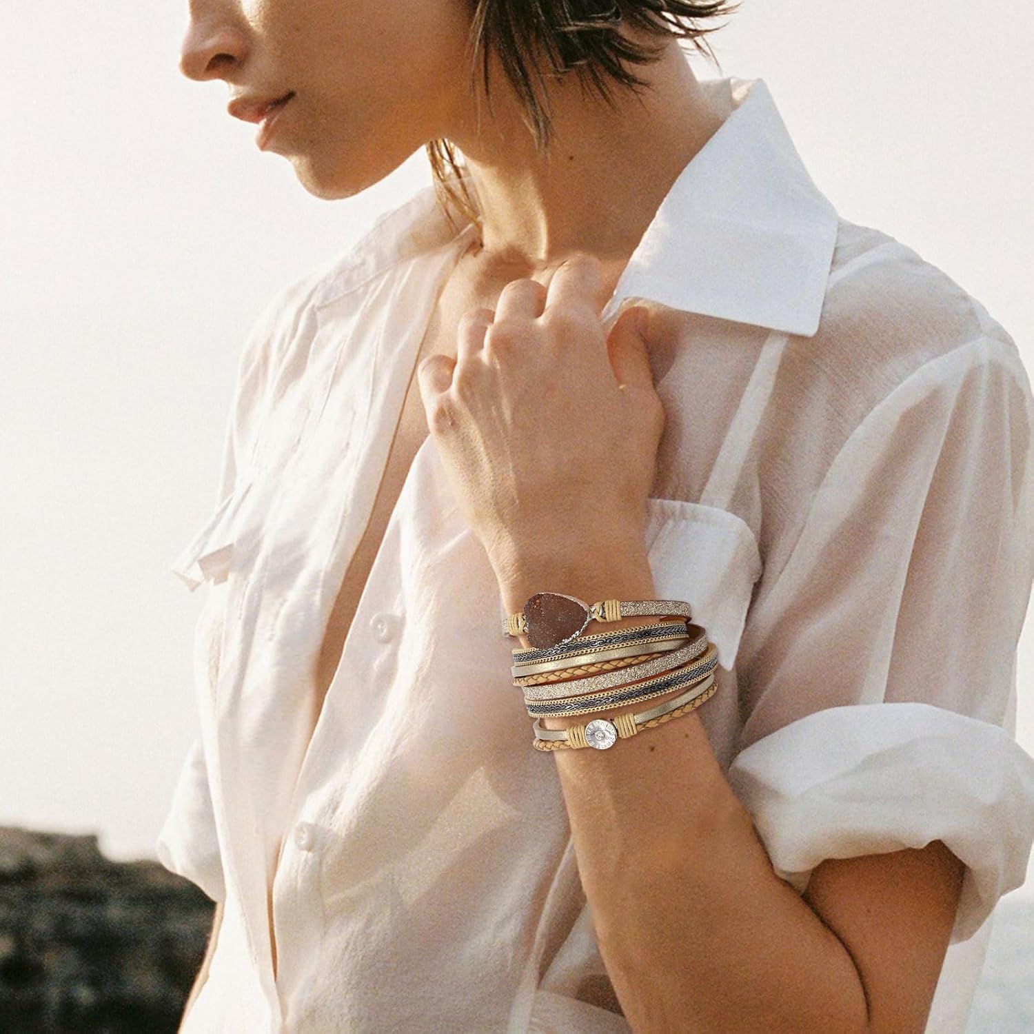 Long tiantian Leather Bracelets for Women Trendy Black Bracelet Cross Leather Wrap Bracelets Western Boho Jewelry Gifts - Image 5