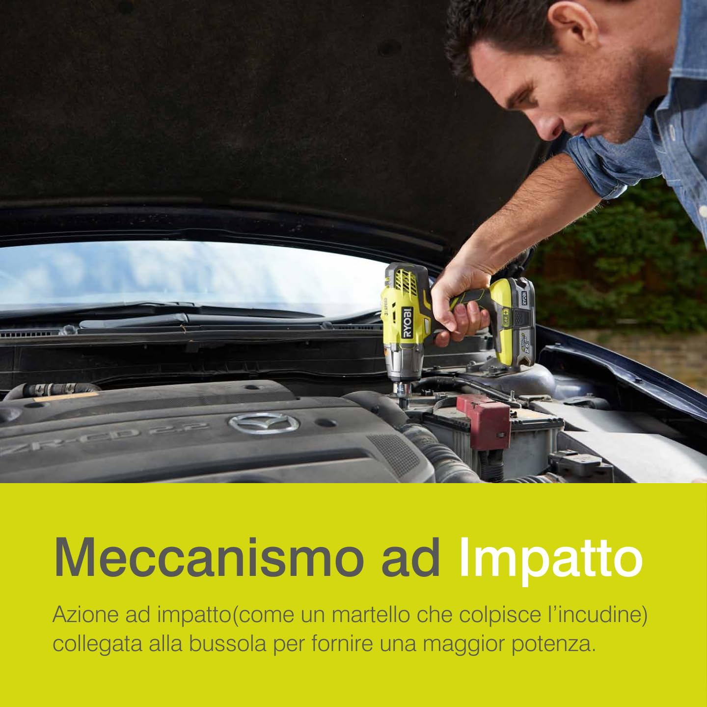RYOBI R18IW3-0 Avvitatore ad Impulsi 1/2" a Batteria 18V ONE+, Batteria non Inclusa, 3 Velocità, 3.200 Colpi/Minuto e Velocità a Vuoto 0-2.900 Giri/Minuto
