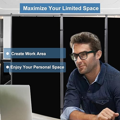 Miniatura 2 de YASRKML Room Divider, 3 Panel Office Partition, Fabric Folding Privacy Screens, Office Wall Divider for Classroom, Bedroom, Freestanding Privacy