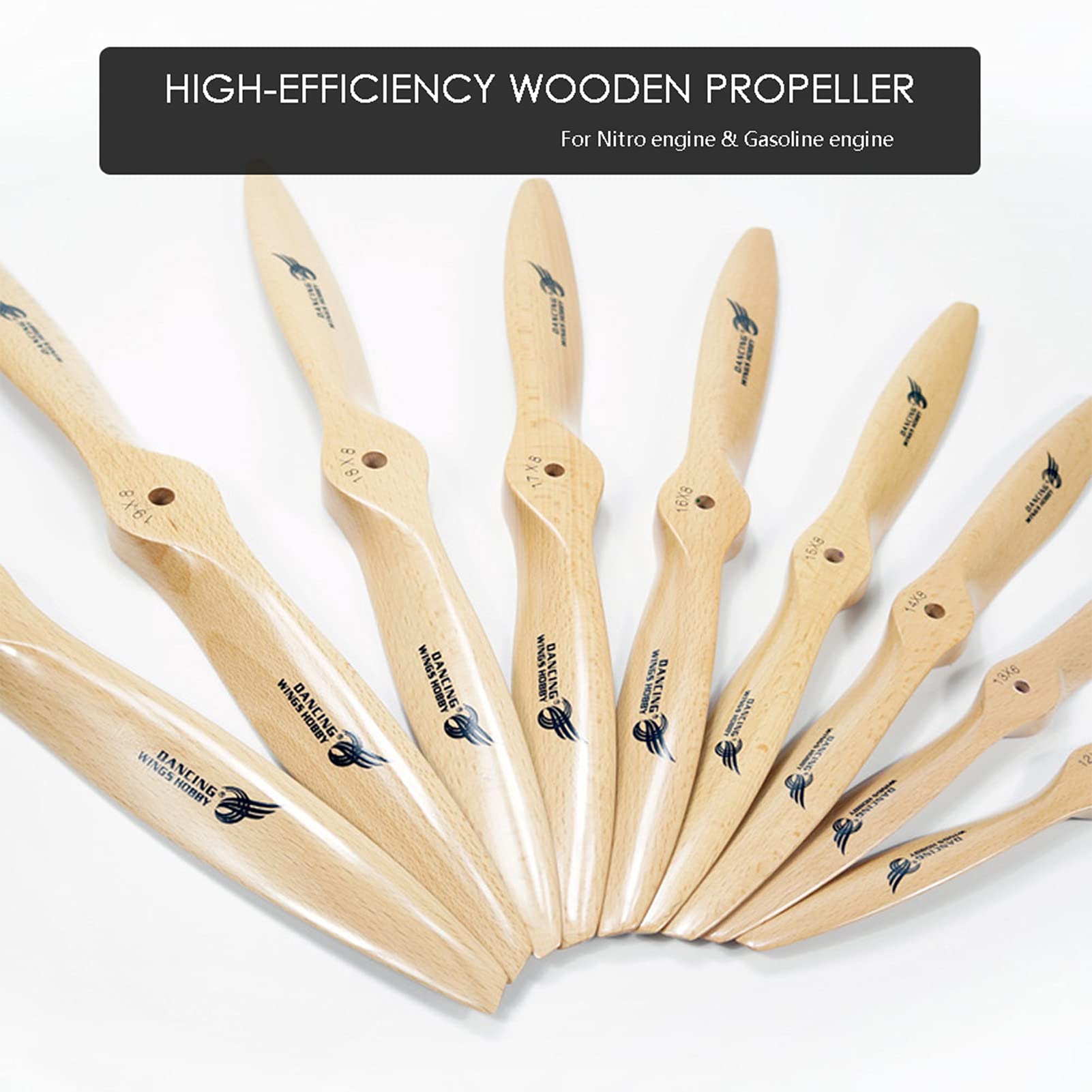 Dancing Wings Hobby Hélice en bois de hêtre pour avion RC avec moteurs nitro et essence, 45,7 cm CCW