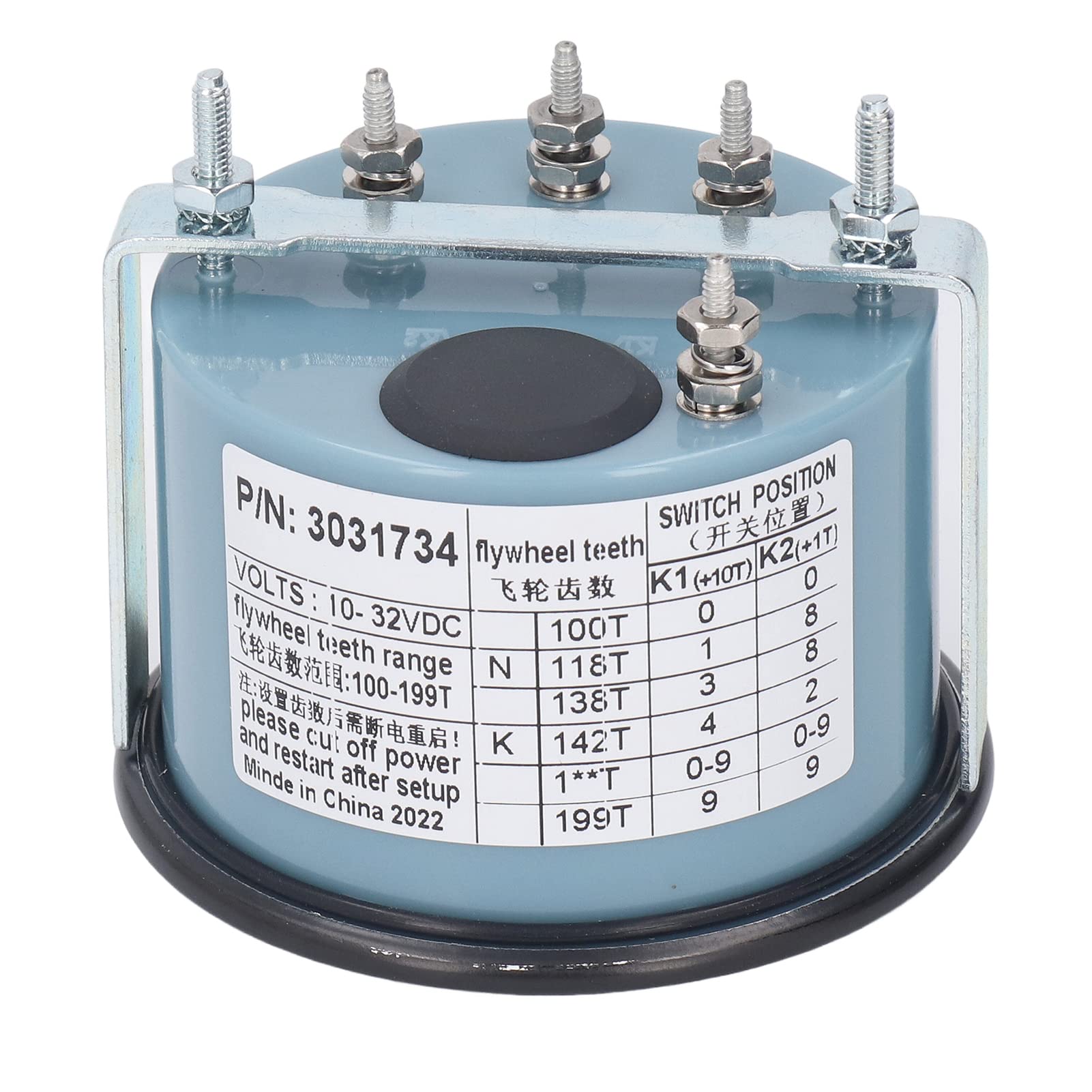 3031734 Medidor de Tacómetro del Motor, Medidor de Tacómetro Azul Universal para Automóvil Luz Negra entre Cambios 0-3000 RPM Indicador de Presión de Aceite para Generador DC10-32V