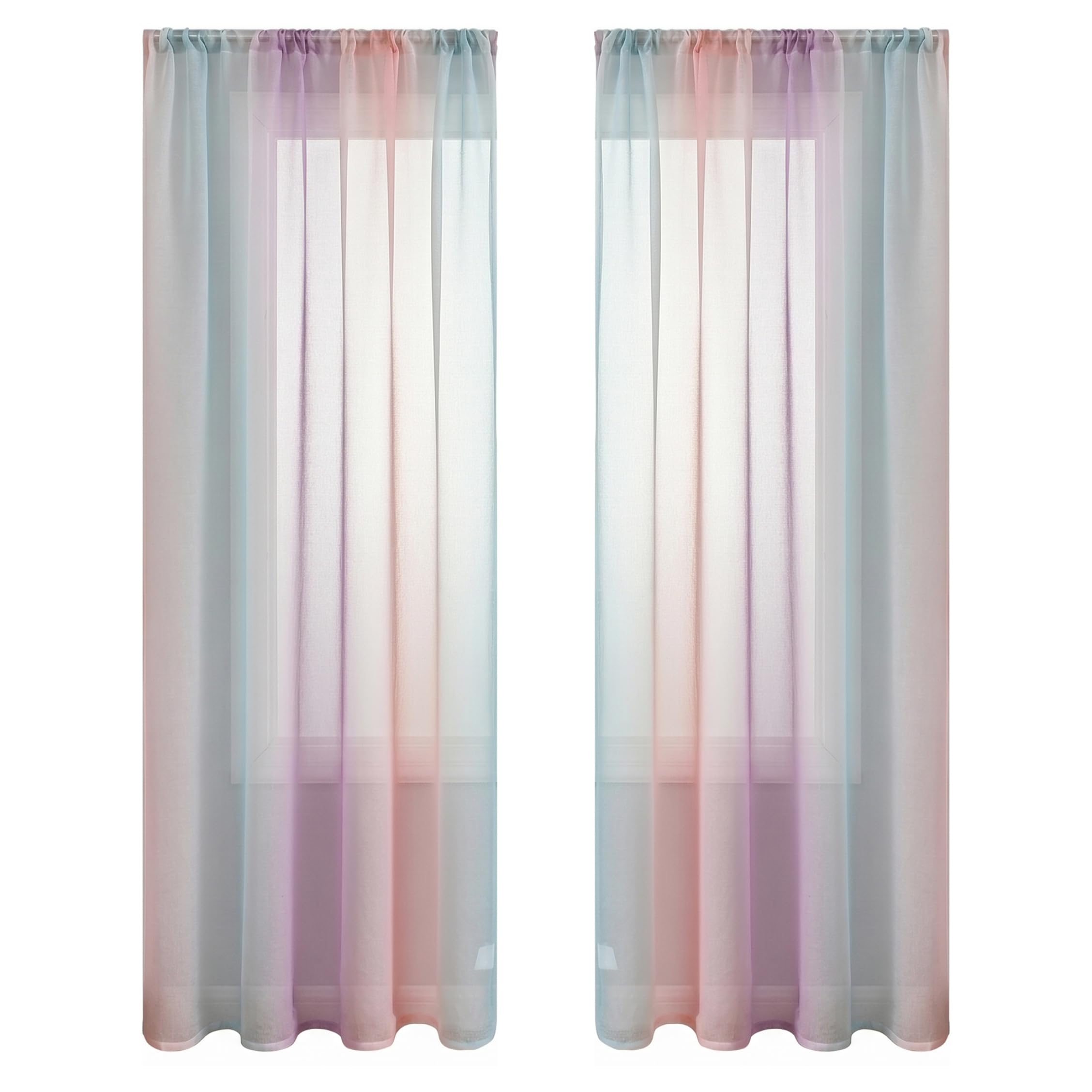 Rideaux transparents dégradés violet vert en lot de 2 pièces design