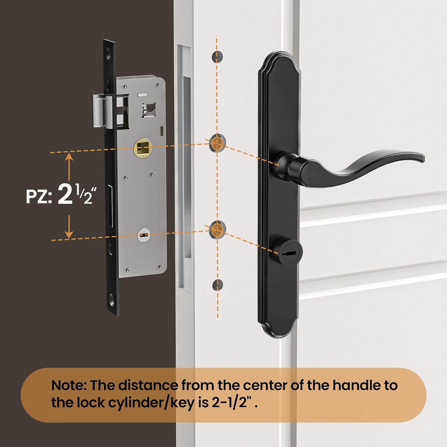 Flat Slot Storm Door Handle Complete Set, Mortise Keyed Lever Mount Latch with Deadbolt for Screen and Storm Doors, Matte Black