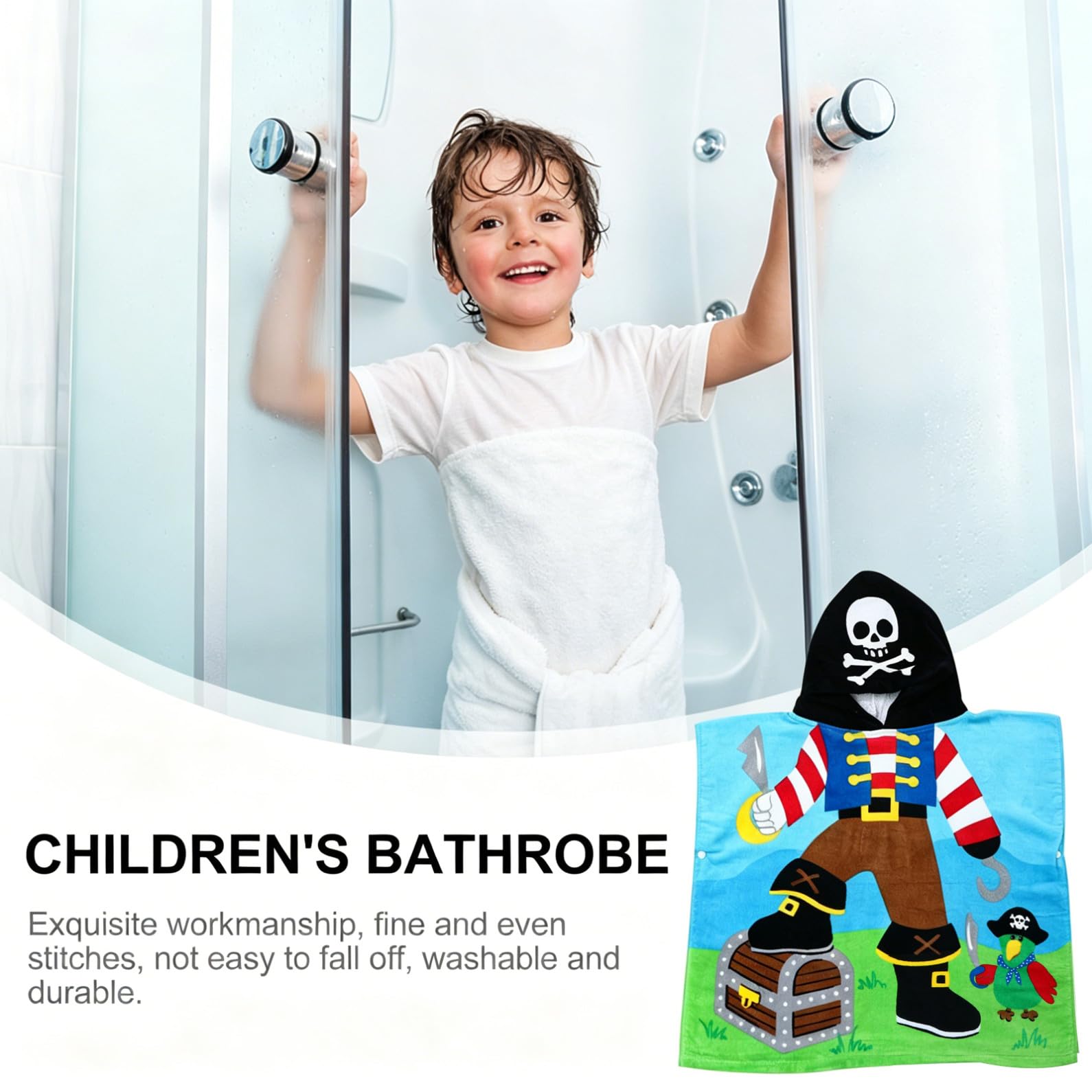 Serviette de Bain Absorbante à Capuche Motif Capitaine Pirate Peignoir en Coton Confortable pour Garçon et Filles pour Garçon et Fille Après