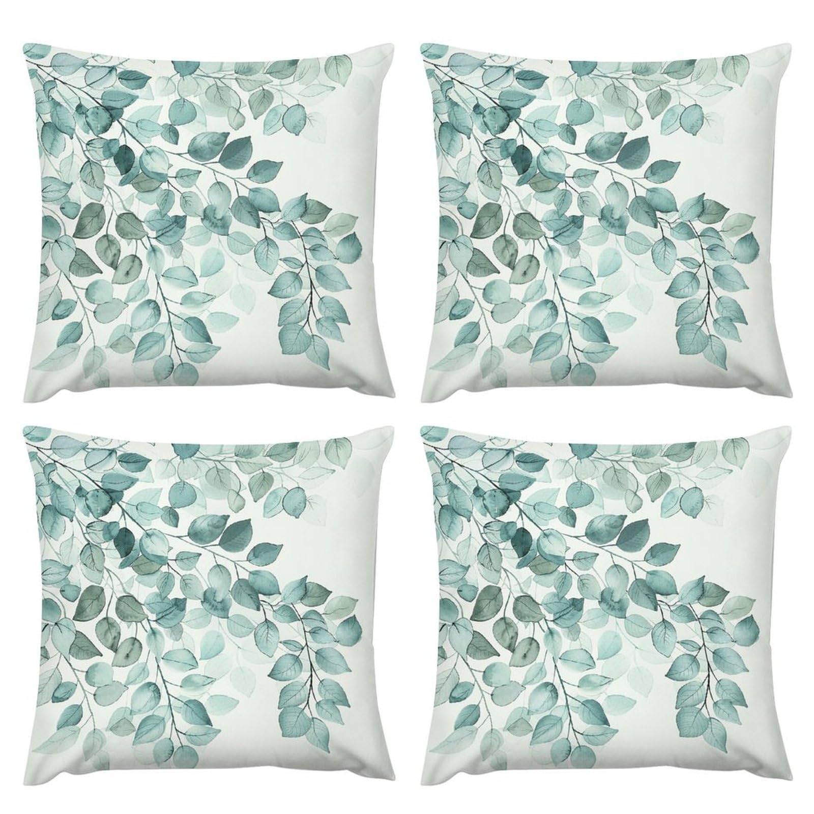 Housses de coussin double face feuille cyan de qualité pour canapé